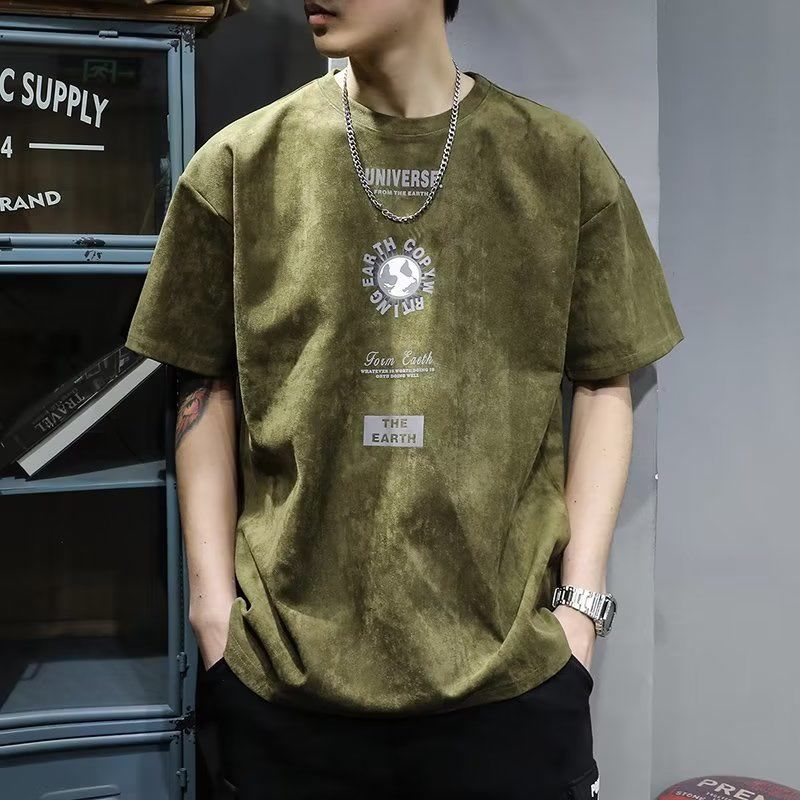 Vintage Fashion Hong Kong - เสื้อผ้าผู้ชายคอกลมแขนสั้นสไตล์ยุโรปและอเมริกาสไตล์วินเทจทรงหลวมแนวโน้มแฟชั่น2023ฤดูร้อนเสื้อยืดสไตล์ฮ่องกงสายลม