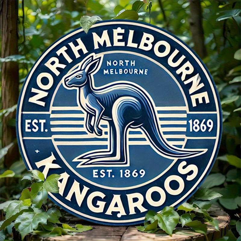 Vintage Fashion Melbourne - ป้ายโลหะวินเทจทรงกลม 1 ชิ้น ลายโลโก้ทีมกีฬา North Melbourne
