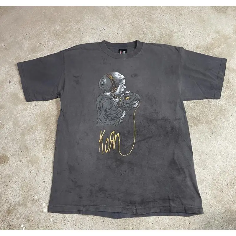 Band Tee Faded 90S - เสื้อยืดวินเทจ KORN Follow The Leader สีเทาซีดจางยุค