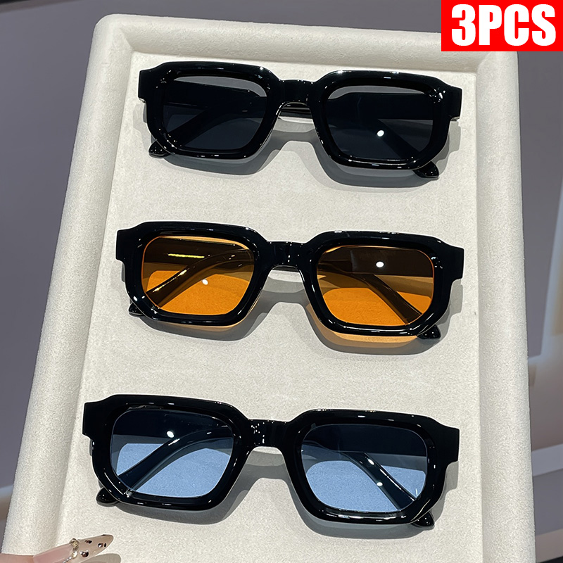 Vintage Fashion Brands - 2/3PCS แว่นตากันแดดกรอบสี่เหลี่ยมวินเทจสำหรับผู้หญิงแฟชั่นย้อนยุคแบรนด์หรูดีไซน์ UV400 แว่นตากันแดดแว่นตาผู้ชายแว่นตา