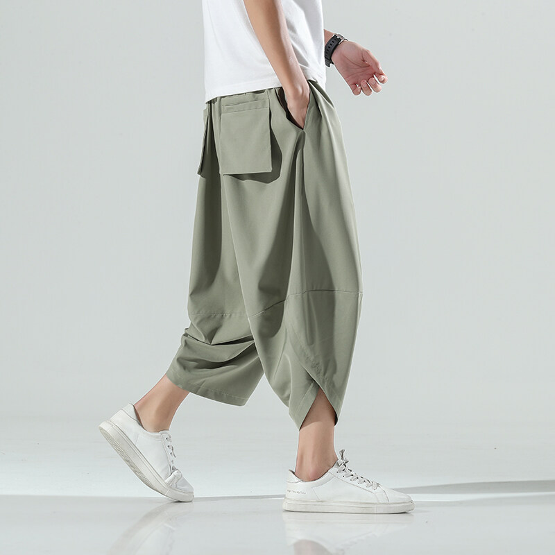 Retro Track Pant - กางเกงฮาเร็มสไตล์จีนสำหรับผู้ชาย ฤดูร้อน 2025 กางเกงสตรีทแวร์ฮาราจูกุ ผู้ชาย กางเกงวินเทจสีพื้น