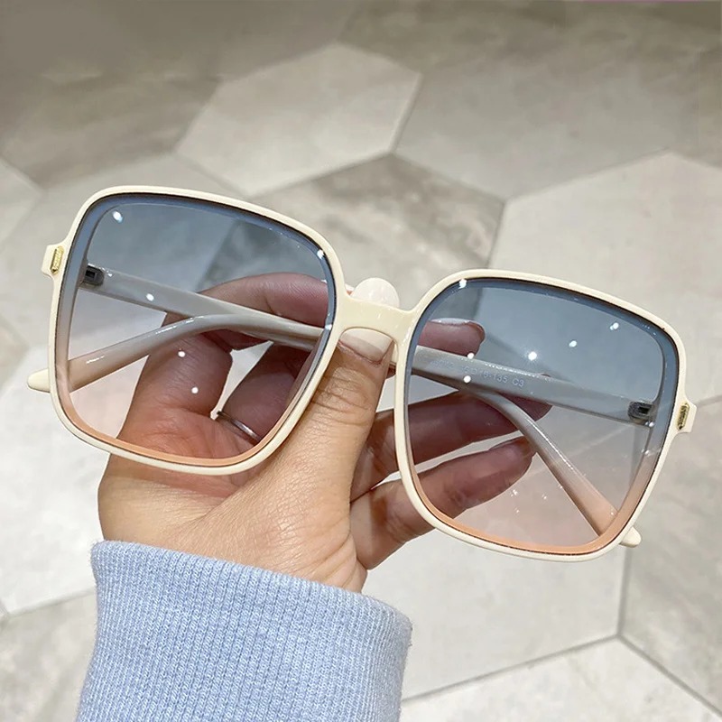 Vintage Fashion Brands - แว่นกันแดดทรงสี่เหลี่ยมขนาดใหญ่สไตล์วินเทจสำหรับผู้หญิง แฟชั่นไล่เฉดสี แว่นกันแดดสำหรับกิจกรรมกลางแจ้ง ดีไซน์แบรนด์หรูหราสไตล์เรโทรสำหรับผู้หญิง