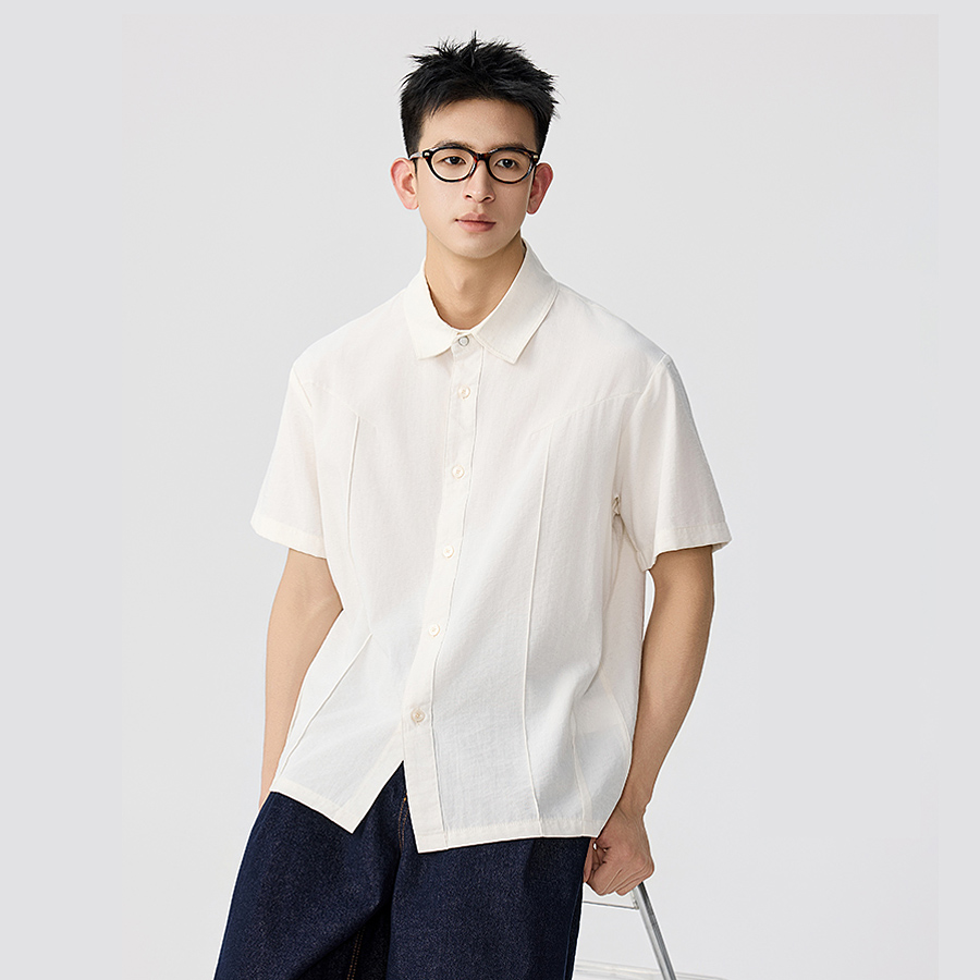 Vintage Fashion Old Money - เสื้อเชิ้ตแขนสั้นผู้ชายสไตล์วินเทจลำลองหลวมๆ แฟชั่นฤดูร้อนแนว Old Money เสื้อผ้าสตรีทแวร์สไตล์ Cityboy