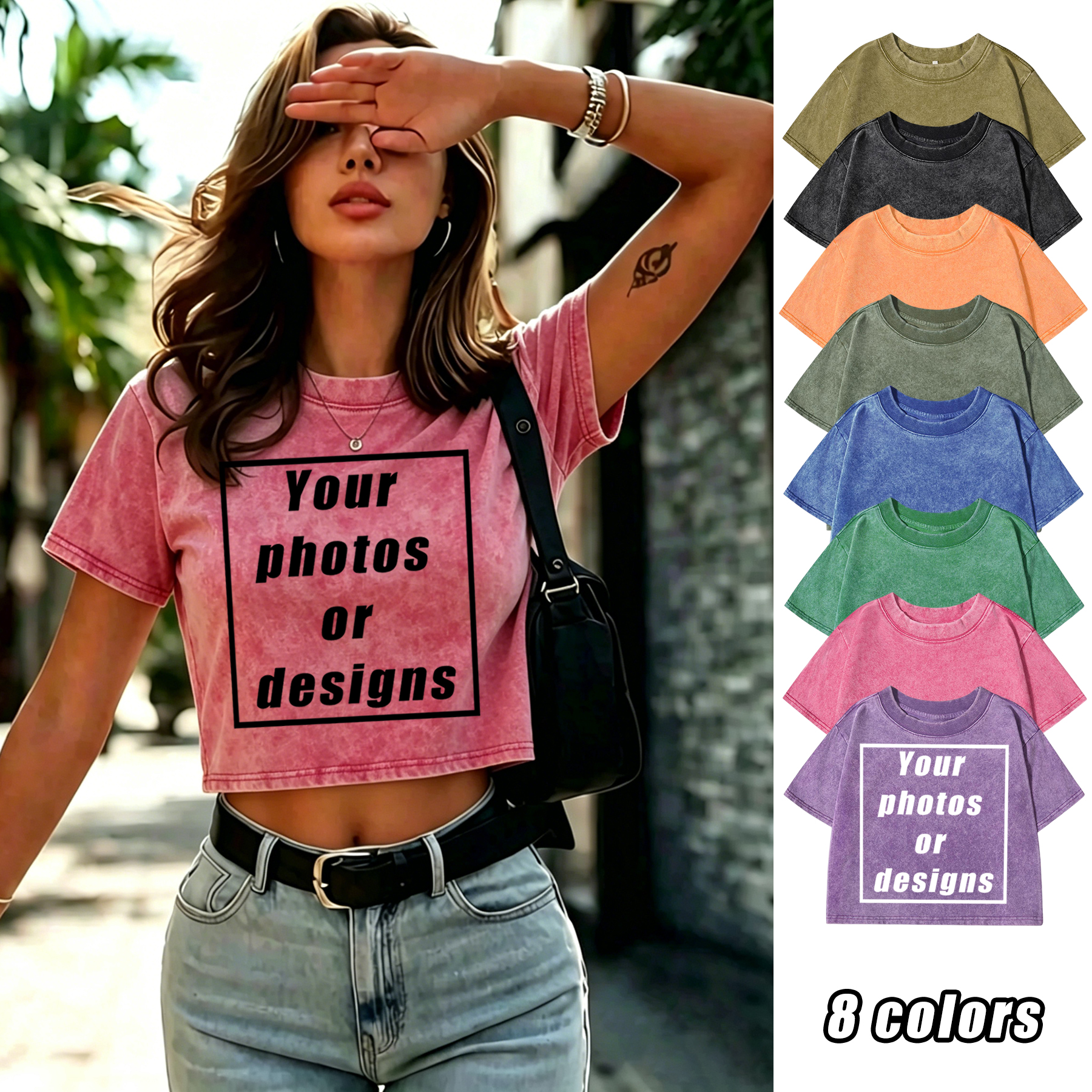 Vintage Fashion Logo - เสื้อยืดคอกลมลายกราฟิกโลโก้สไตล์เรโทรสำหรับผู้หญิง เสื้อผ้าฝ้ายแฟชั่นฤดูร้อน เสื้อครอปแฟชั่นสั้นแบบสั่งทำพิเศษ