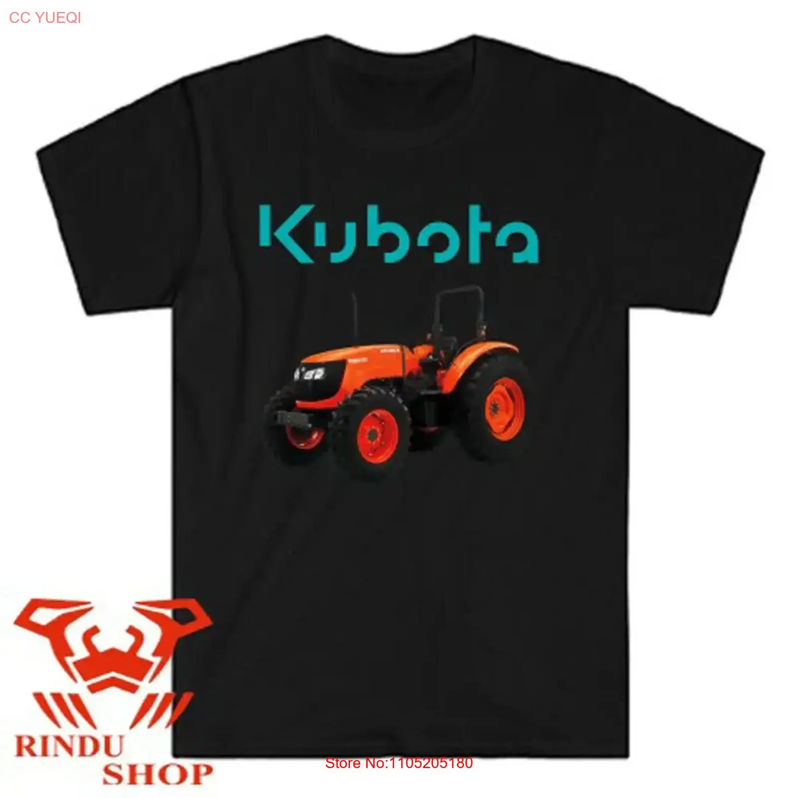 Vintage Fashion Logo - เสื้อยืดสีดำผู้ชายลายโลโก้รถแทรกเตอร์คูโบต้า ไซส์ S ถึง 3XL สไตล์วินเทจ