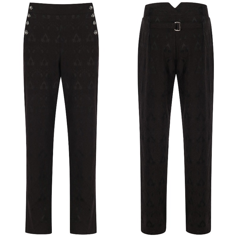 Retro Track Pant - กางเกงสูทสไตล์วินเทจสตีมพังก์สำหรับผู้ชาย กางเกงยูนิฟอร์มทรงทางการ สไตล์เรโทร