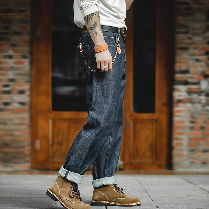 Retro Track Pant - กางเกงยีนส์เดนิมหนานุ่ม Maden Vintage 13.5 ออนซ์ ทรงตรง