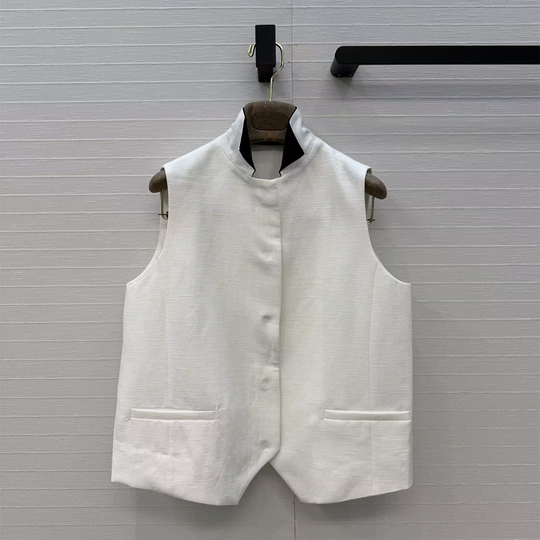 Vintage Fashion Old Money - เสื้อกั๊กผ้าลินินสีขาวสไตล์ Old Money รุ่นใหม่ประจำปี 2026 สำหรับผู้หญิง