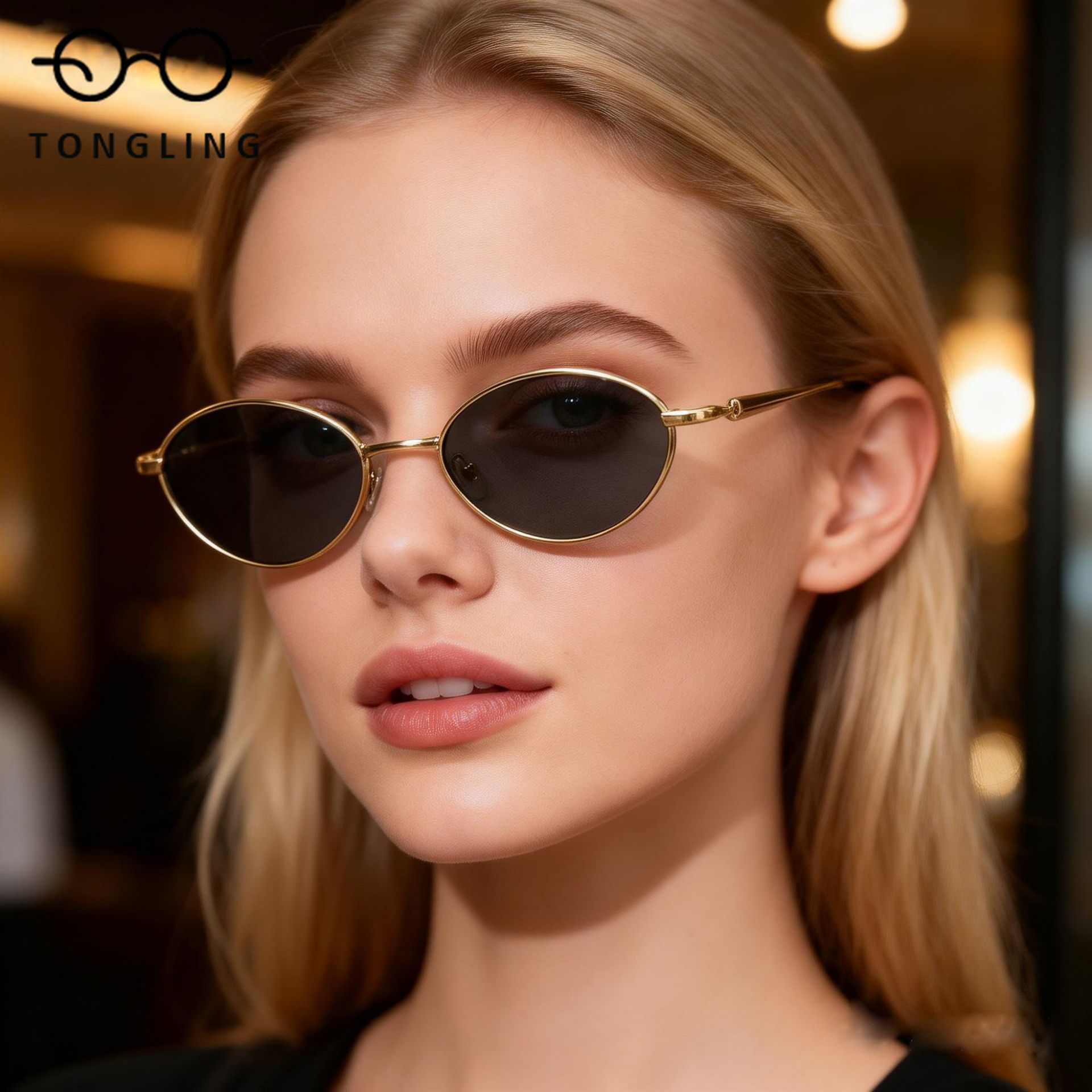 แว่นกันแดดทรงวงรีกรอบเล็กทำมือ - Vintage Fashion Old Money บทวิจารณ์และราคา