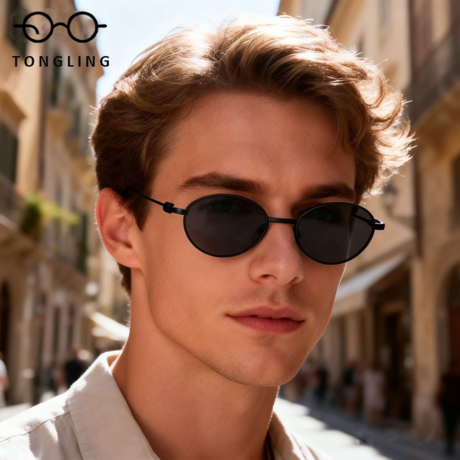 แว่นกันแดดทรงวงรีกรอบเล็กทำมือ - Vintage Fashion Old Money บทวิจารณ์และราคา