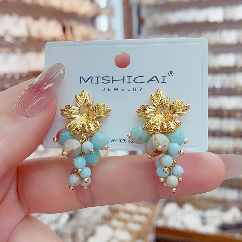 ต่างหูทรงพวงองุ่นสีเทอร์ควอยซ์ - Vintage Fashion Influencers บทวิจารณ์และราคา