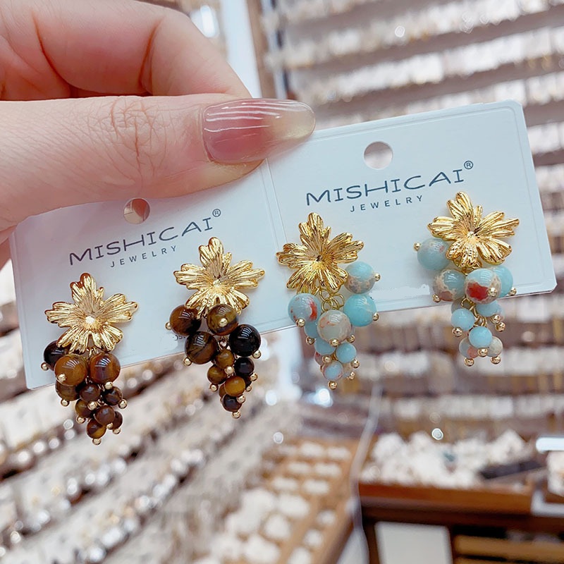 ต่างหูทรงพวงองุ่นสีเทอร์ควอยซ์ - Vintage Fashion Influencers บทวิจารณ์และราคา