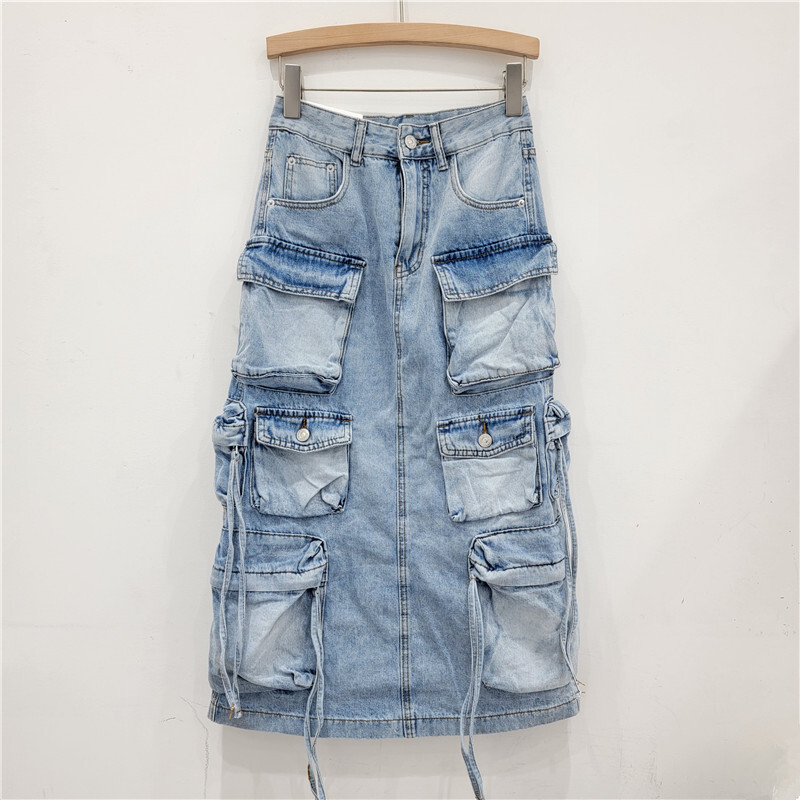 กระโปรงยีนส์ทรงตรงเอวสูงสไตล์ว - Vintage Fashion Influencers บทวิจารณ์และราคา