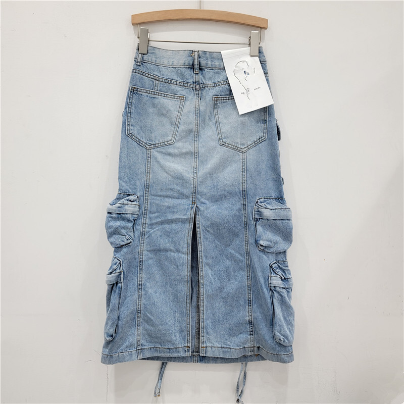 กระโปรงยีนส์ทรงตรงเอวสูงสไตล์ว - Vintage Fashion Influencers บทวิจารณ์และราคา
