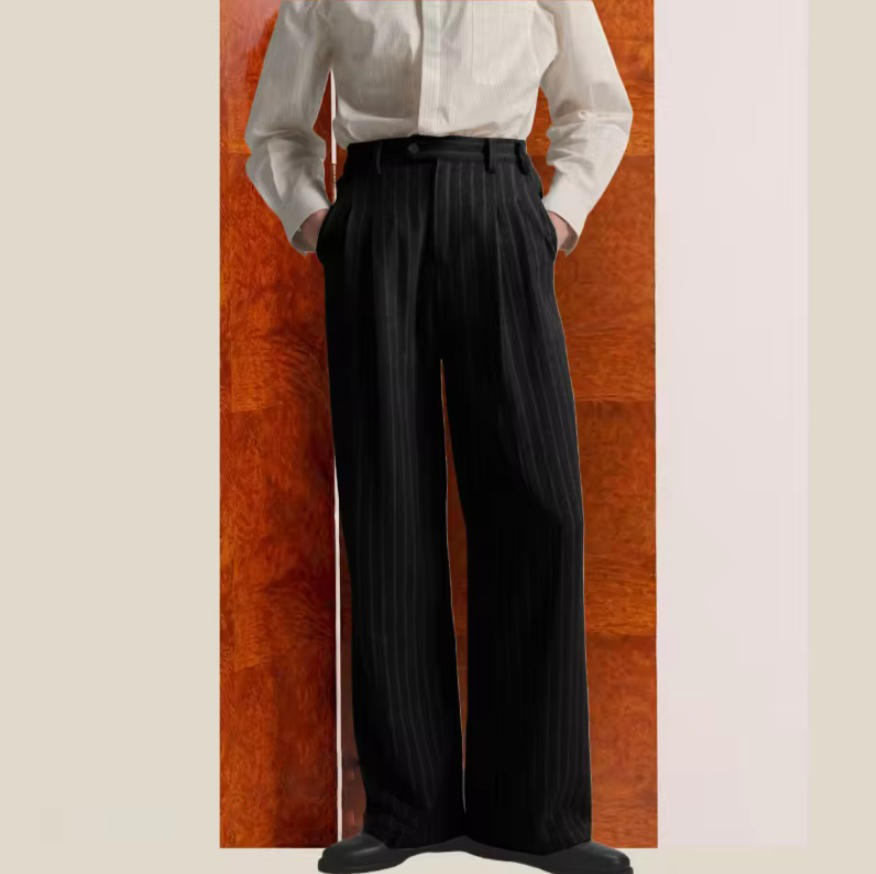 กางเกงขายาวลายทางผู้ชาย สไตล์ไ - Vintage Fashion Old Money บทวิจารณ์และราคา