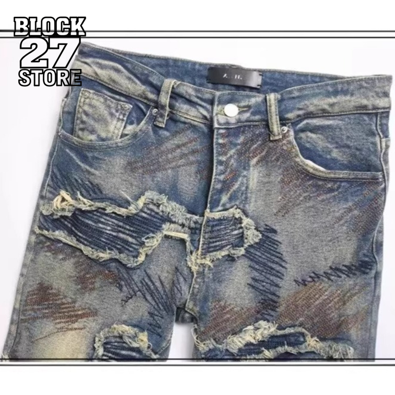 กางเกงยีนส์ฮิปฮอปวินเทจขาดๆ แบ - Retro Track Pant บทวิจารณ์และราคา