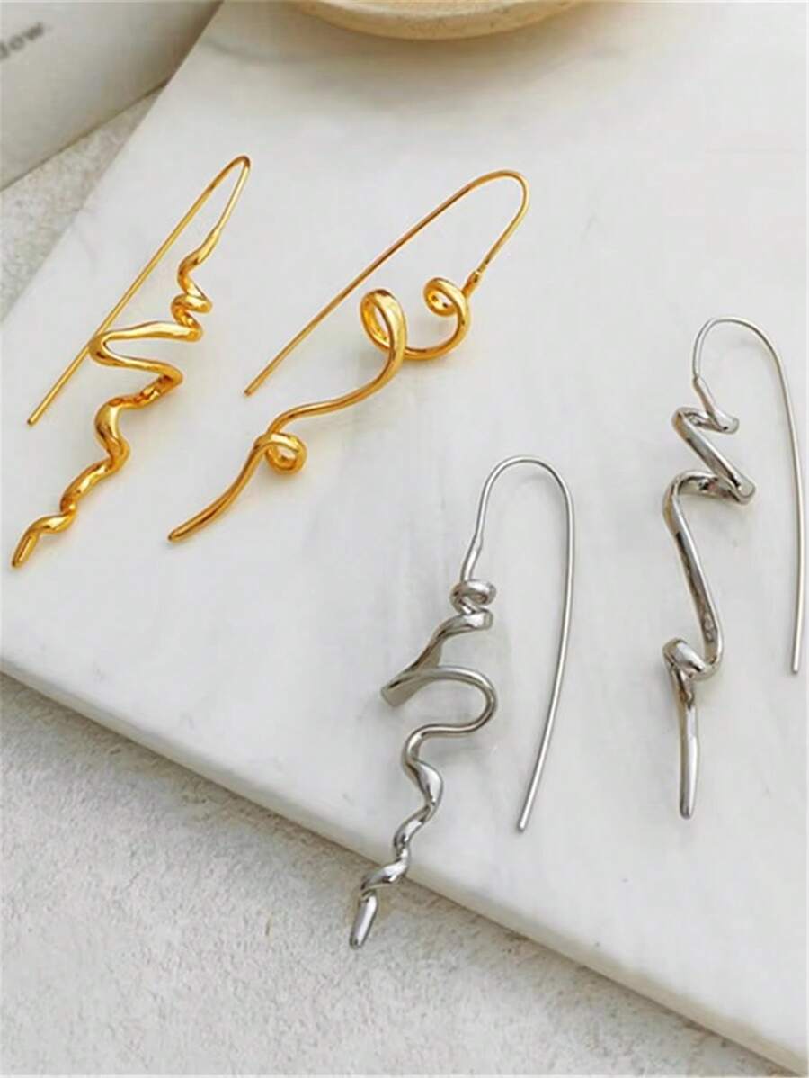 ต่างหูวินเทจลายคลื่นสไตล์เรโทร - Vintage Fashion Old Money บทวิจารณ์และราคา