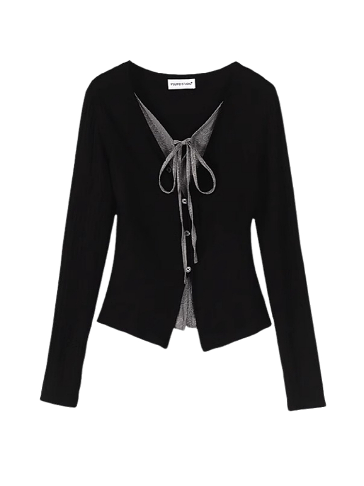 เสื้อครอปแขนยาวทรงเข้ารูป คอวี - Vintage Fashion Hong Kong บทวิจารณ์และราคา