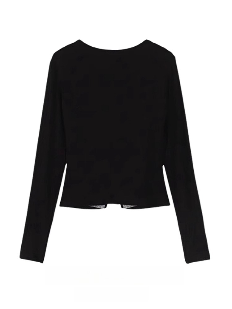 เสื้อครอปแขนยาวทรงเข้ารูป คอวี - Vintage Fashion Hong Kong บทวิจารณ์และราคา