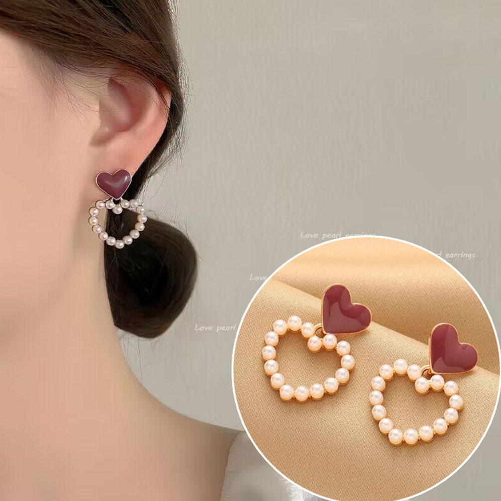 ต่างหูแบบติดหูสีแดงไวน์สไตล์ฮ่ - Vintage Fashion Hong Kong บทวิจารณ์และราคา