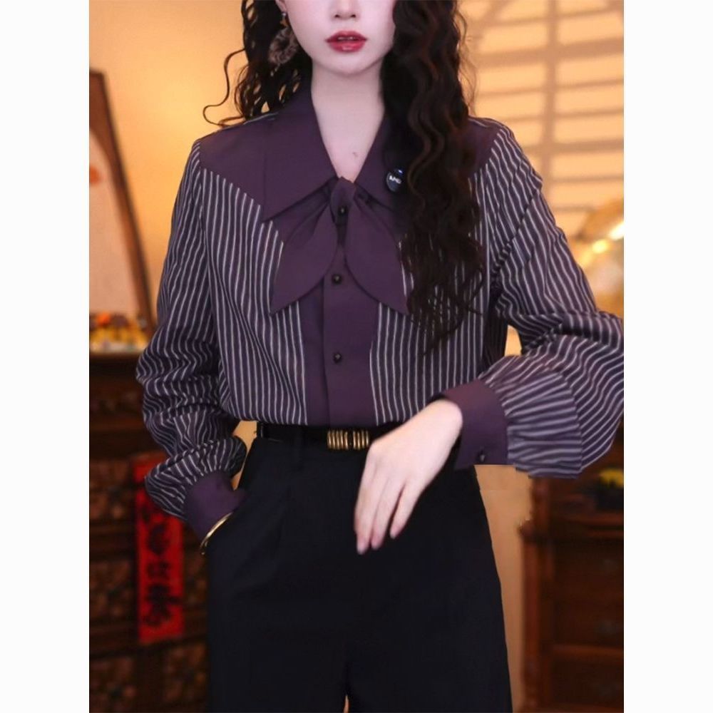 เสื้อเชิ้ตผู้หญิงแขนยาวลายทางล - Vintage Fashion Hong Kong บทวิจารณ์และราคา