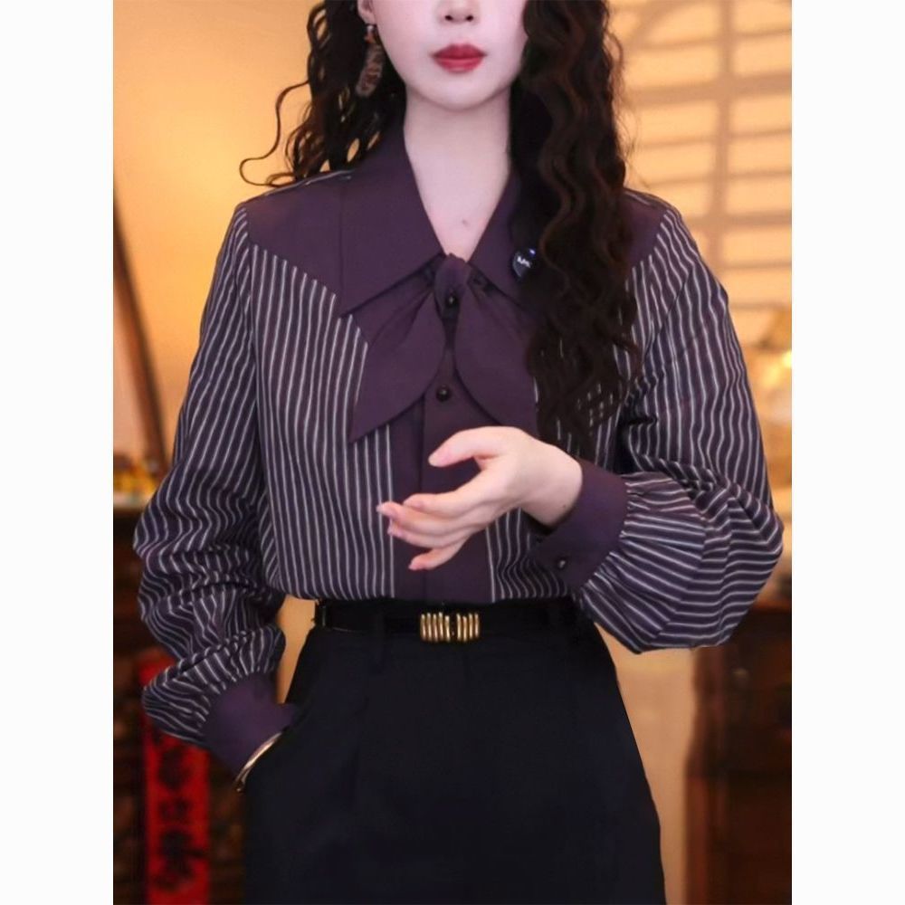 เสื้อเชิ้ตผู้หญิงแขนยาวลายทางล - Vintage Fashion Hong Kong บทวิจารณ์และราคา