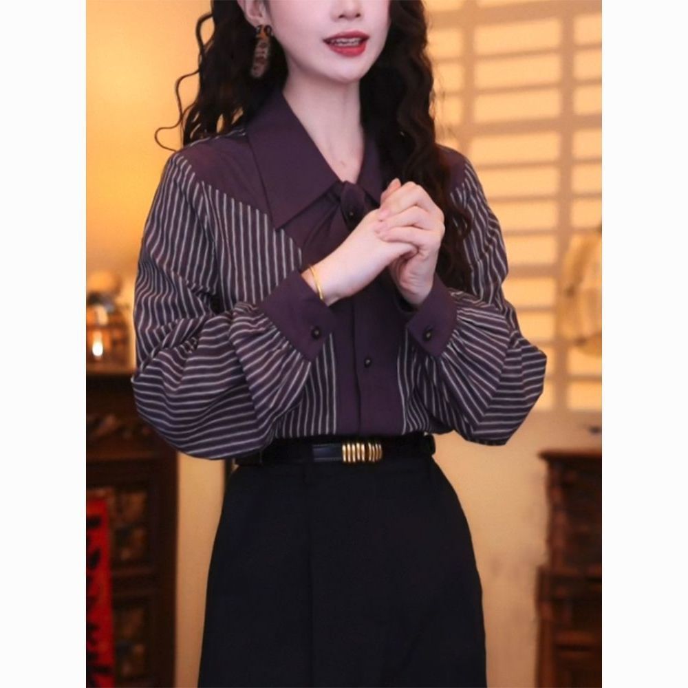 เสื้อเชิ้ตผู้หญิงแขนยาวลายทางล - Vintage Fashion Hong Kong บทวิจารณ์และราคา