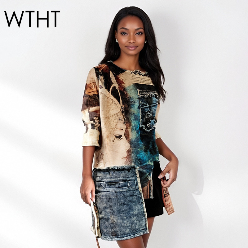 เสื้อสเวตเตอร์ไหมพรม WTHT แฟชั - Vintage Fashion Influencers บทวิจารณ์และราคา